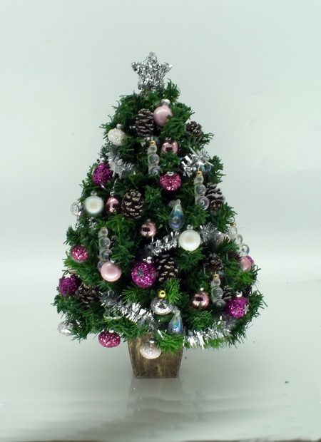 Dollshouse Miniature Luxury 5.5 Inch Pink Christmas Tree